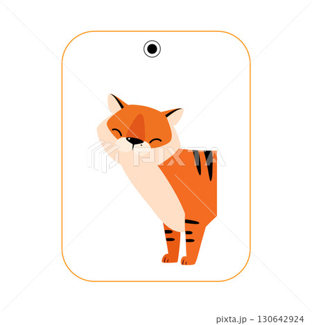 Matching Tiger Animal Picture Flashcard for Children Vector Illustration 130642924