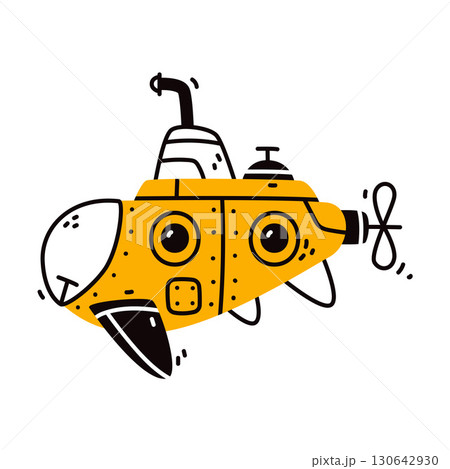 Submarine Boat as Nautical Underwater Vessel Vector Illustration Submarine Boat as Nautical Underwater Vessel Vector Illustration 130642930
