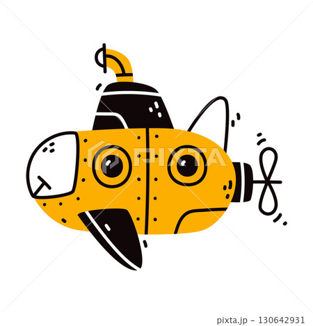 Submarine Boat as Nautical Underwater Vessel Vector Illustration 130642931