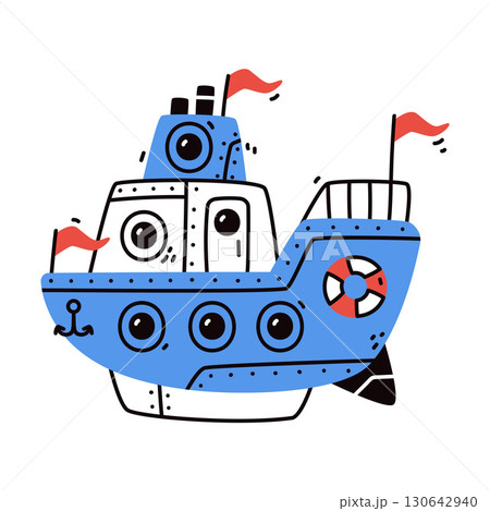Ship and Boat Cute Marine Vessel Vector Illustration Ship and Boat Cute Marine Vessel Vector Illustration 130642940