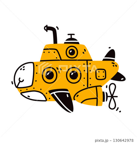Submarine Boat as Nautical Underwater Vessel Vector Illustration Submarine Boat as Nautical Underwater Vessel Vector Illustration 130642978