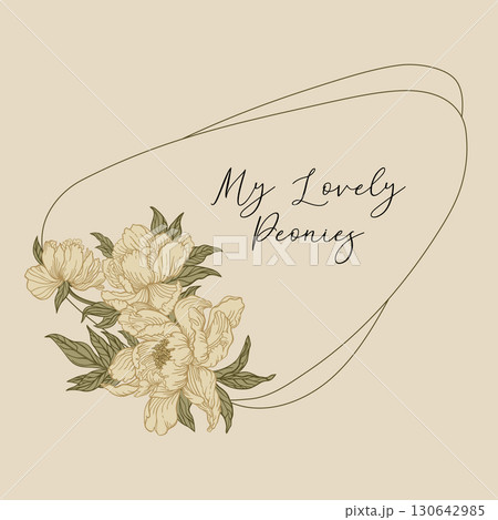 Frame with a composition of peonies. 130642985