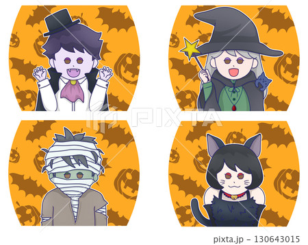 ハロウィン仮装（ヴァンパイア・魔女・ミイラ男・ネコ娘のコスプレ）オレンジ 130643015