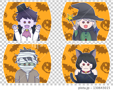 ハロウィン仮装（ヴァンパイア・魔女・ミイラ男・ネコ娘のコスプレ）オレンジ 130643015