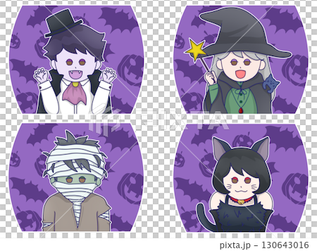 ハロウィン仮装(ヴァンパイア・魔女・ミイラ男・ネコ娘のコスプレ)紫 ハロウィン仮装(ヴァンパイア・魔女・ミイラ男・ネコ娘のコスプレ)紫 130643016