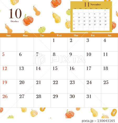 10月カレンダーのイラスト素材 [130643165] - PIXTA