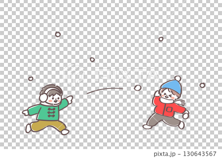 孩子們打雪仗的可愛插圖 130643567