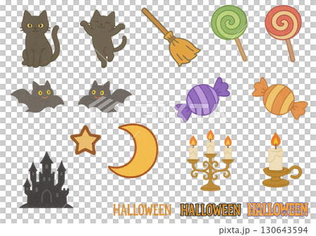 Halloween illustration material: animals and sweets 130643594