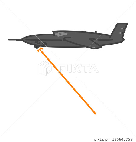 レーザーを発射し攻撃する軍用のジェット無人偵察機・無人航空機（UAV・無人機） 130643755