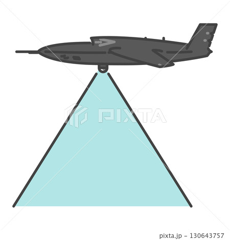 上空から監視する軍用のジェット無人偵察機・無人航空機（UAV・無人機） 130643757