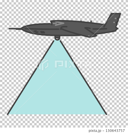 上空から監視する軍用のジェット無人偵察機・無人航空機（UAV・無人機） 130643757