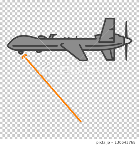 レーザーを発射し攻撃する軍用のプロペラ無人偵察機・無人航空機（UAV・無人機） 130643769