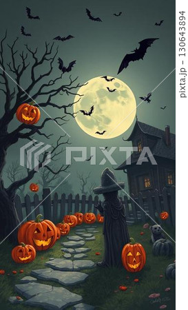 ハロウィーンのかぼちゃとお化けかぼちゃのハロウィン 130643894