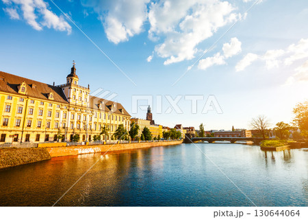View of the ancient city Wroclaw. Location: famous place Odra river, Poland, Europe. View of the ancient city Wroclaw. Location: famous place Odra river, Poland, Europe. 130644064