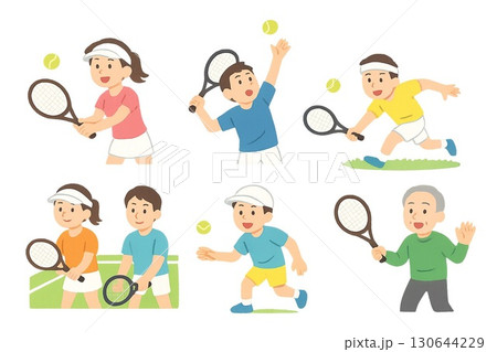 ゆる系テニスイラストセット （6種類） 130644229