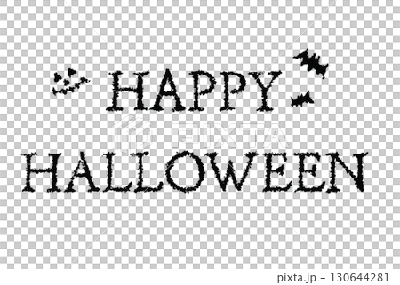 Hand-drawn Halloween logo "HAPPY HALLOWEEN" 130644281
