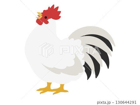 コケコッコーと鳴いているシンプルなにわとりのベクターイラスト コケコッコーと鳴いているシンプルなにわとりのベクターイラスト 130644291