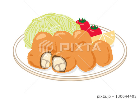 皿に盛ったカキフライのイラスト 130644405