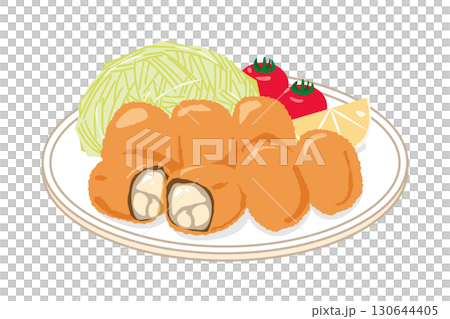 皿に盛ったカキフライのイラスト 130644405