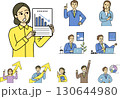 感情や状況を描いたビジネス人物ベクターイラストセット 130644980