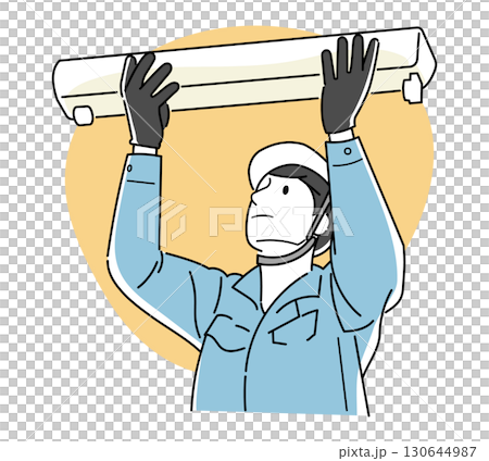 LEDを取付取外しをする男性作業員 130644987