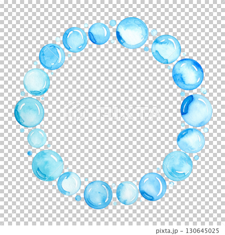 水彩風格藍色水滴框圓形氣泡圓形設計 水彩風格藍色水滴框圓形氣泡圓形設計 130645025
