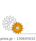 Gears line art drawing style. Vector illustration of gear mechanism. Minimalist black linear sketch isolated on white background. 130645032
