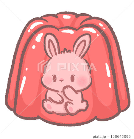 Cute bunny inside a wobbly jello strawberry dessert clipart adorable pastel illustration perfect for invitations greeting cards scrapbooking and craft projects Cute bunny inside a wobbly jello strawberry dessert clipart adorable pastel illustration perfect for invitations greeting cards scrapbooking and craft projects 130645096