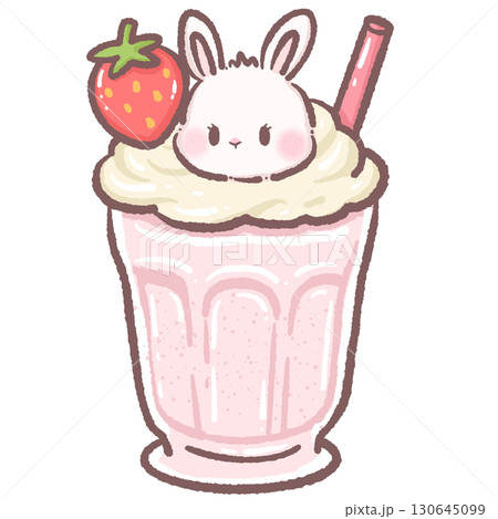 Cute bunny inside a strawberry milkshake dessert clipart adorable pastel illustration perfect for invitations greeting cards scrapbooking and craft projects Cute bunny inside a strawberry milkshake dessert clipart adorable pastel illustration perfect for invitations greeting cards scrapbooking and craft projects 130645099