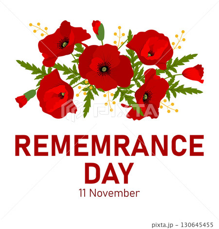 Remembrance Day Poster. Poppy flower - Remembrance Day symbol. Remembrance Day Poster. Poppy flower - Remembrance Day symbol. 130645455