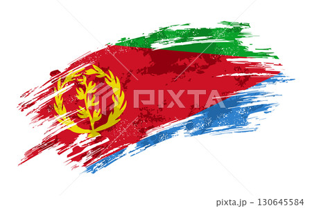 Eritrean flag grunge brushstroke texture background. Vector illustration. 130645584