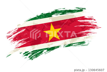 Surinamese flag grunge brushstroke texture background. Vector illustration. Surinamese flag grunge brushstroke texture background. Vector illustration. 130645607