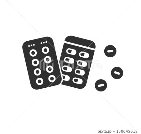 錠剤　カプセル　飲み薬　内服薬のシルエットイラスト 130645615