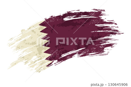 Qatari flag grunge brushstroke texture background. Vector illustration. Qatari flag grunge brushstroke texture background. Vector illustration. 130645906