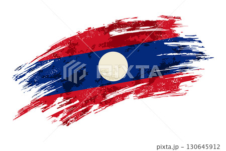 Laotian flag grunge brushstroke texture background. Vector illustration. 130645912