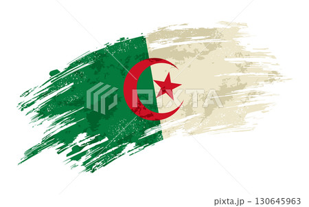 Algerian flag grunge brushstroke texture background. Vector illustration. Algerian flag grunge brushstroke texture background. Vector illustration. 130645963