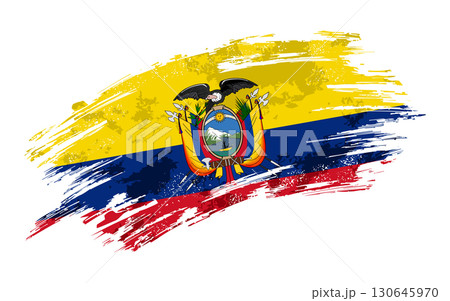 Ecuadorian flag grunge brushstroke texture background. Vector illustration. 130645970