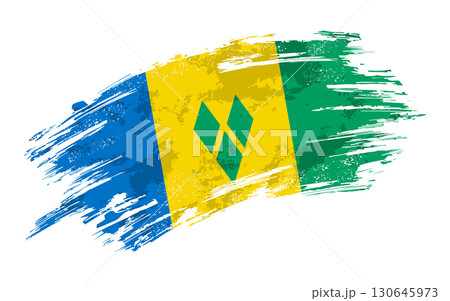 Saint Vincent and the Grenadines flag grunge brushstroke texture background. Vector illustration. Saint Vincent and the Grenadines flag grunge brushstroke texture background. Vector illustration. 130645973
