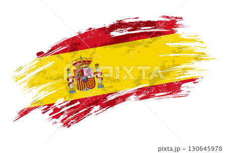 Spanish flag grunge brushstroke texture background. Vector illustration. 130645978