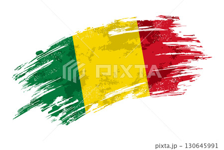Malian flag grunge brushstroke texture background. Vector illustration. 130645991