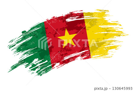 Cameroon flag grunge brushstroke texture background. Vector illustration. Cameroon flag grunge brushstroke texture background. Vector illustration. 130645993