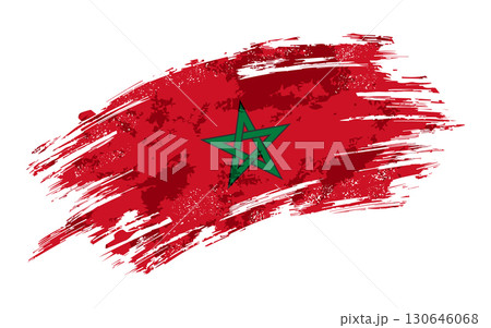Moroccan flag grunge brushstroke texture background. Vector illustration. 130646068