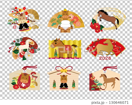 新年賀卡2026年馬年材料 130646071