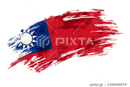 Taiwan flag grunge brushstroke texture background. Vector illustration. 130646074