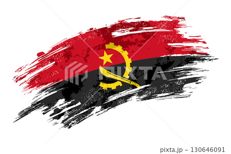 Angolan flag grunge brushstroke texture background. Vector illustration. 130646091