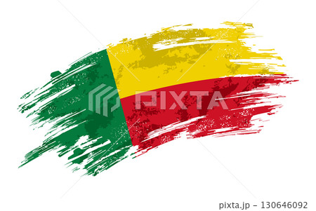 Benin flag grunge brushstroke texture background. Vector illustration. 130646092
