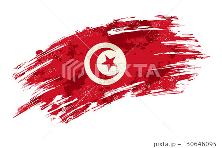 Tunisian flag grunge brushstroke texture background. Vector illustration. 130646095
