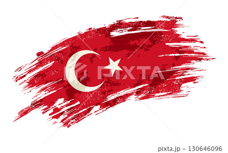 Turkish flag grunge brushstroke texture background. Vector illustration. 130646096
