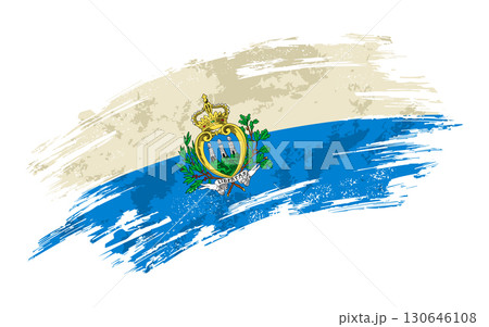 San Marino flag grunge brushstroke texture background. Vector illustration. 130646108