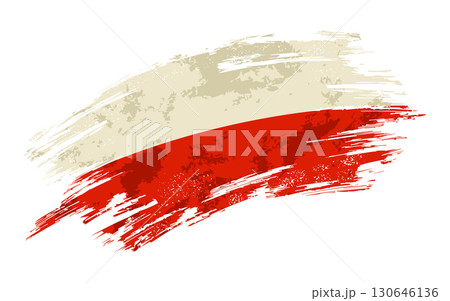 Polish flag grunge brushstroke texture background. Vector illustration. 130646136